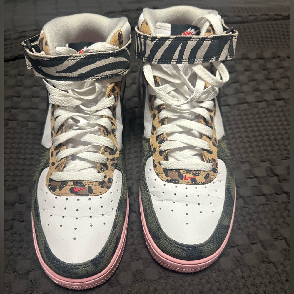Nike Air Force 1 '07 Mid Animal Print Pink Black White Leopard Cheetah Zebra - Picture 6 of 6